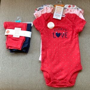 Carter's Red and Pink Baby Bodysuit Set